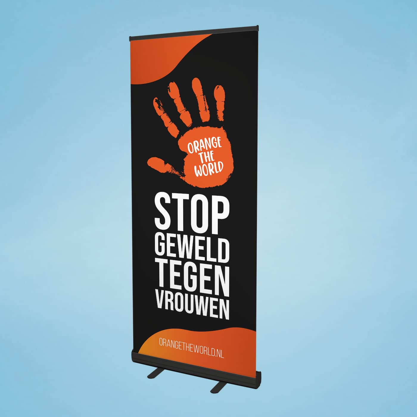 Orange the World roll-up banner - zwart
