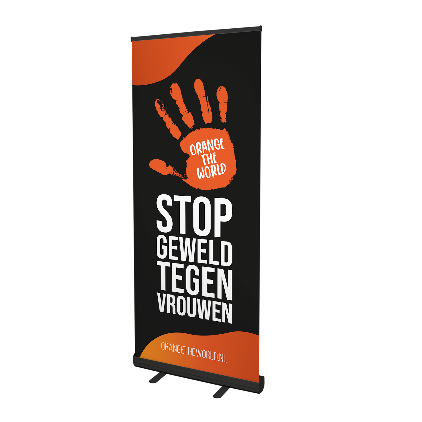 Orange the World roll-up banner - zwart